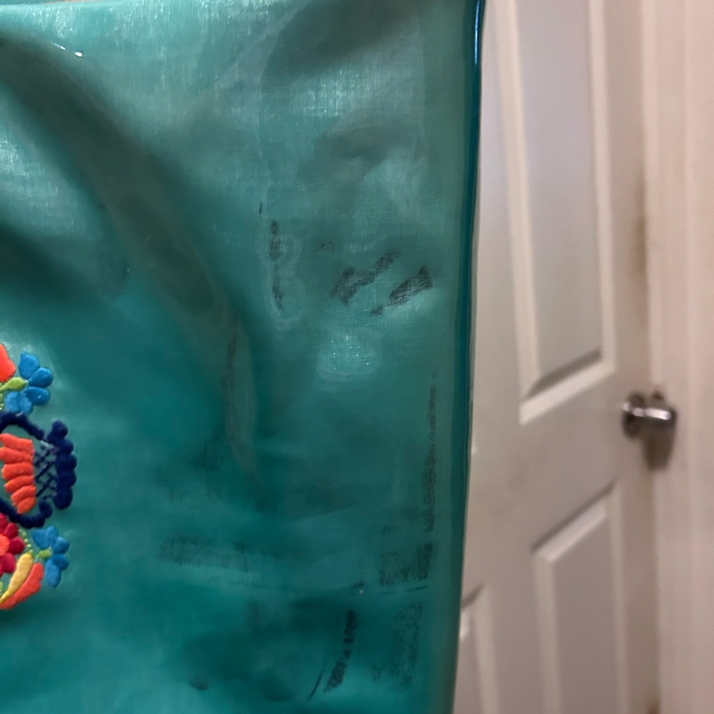 Consuela Teal Tote with Floral Embroidery - Picture 3 of 9